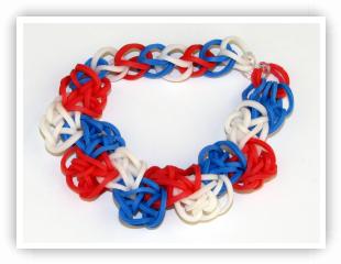 Rainbow Loom bracelet, rubber bands, 4th Of July, Independence Day